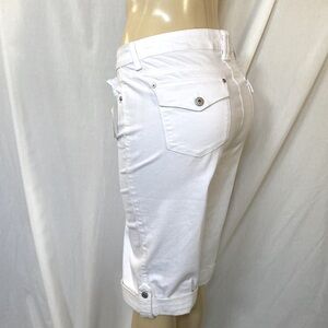 STYLE & CO Women's White Mid Rise Skimmer Jeans Size 16 Cuffed Hems White NWT